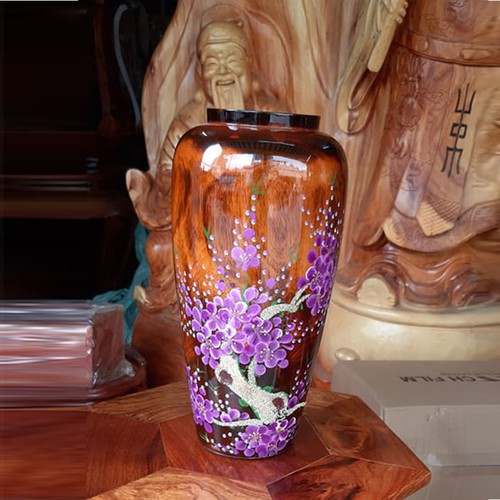 Lọ Hoa Gỗ Tràm Bông Hoa Cao 30cm