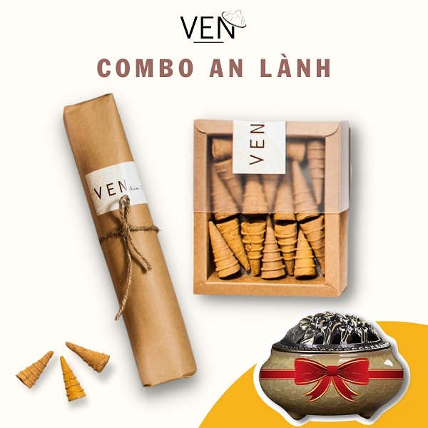 Combo nhang trầm An Lành, hương trầm an yên, thư giãn, cam kết không hương liệu, tặng 1 lư men rạn