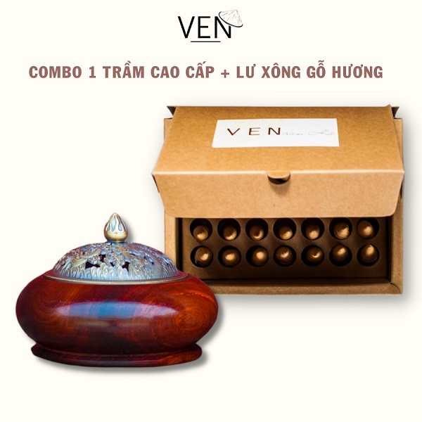 Combo Trầm hương loại cao cấp và lư gỗ hương nguyên khối [Bộ 2 sản phẩm]