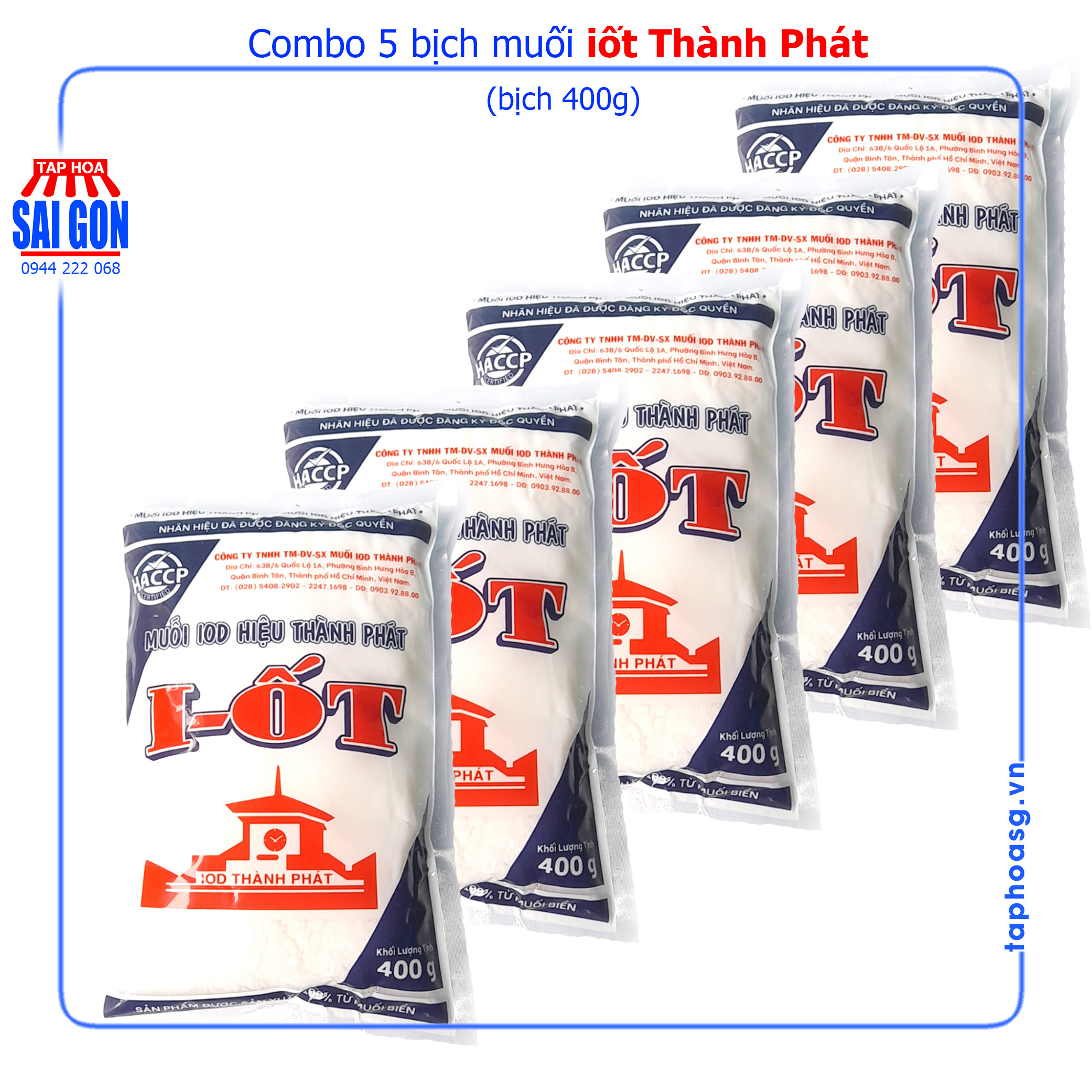 Combo 5 bịch Muối Iốt Thành Phát 400g