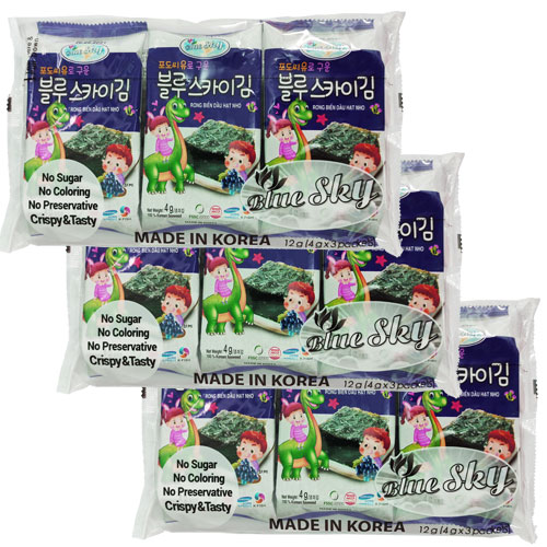 Combo 03 lốc/9gói - Rong biển dầu nho trẻ Em - 03 không : không đường, không phẩm màu, không chất bảo quản - Thích hợp người ăn kiêng đường