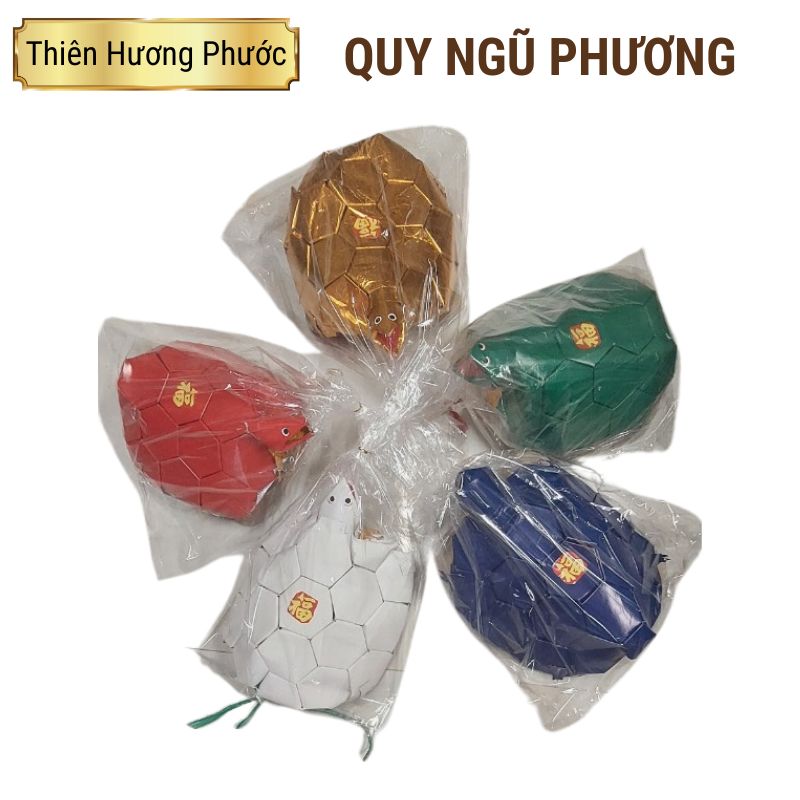 Bộ 5 rùa giấy ngũ sắc ngũ quy 5 màu