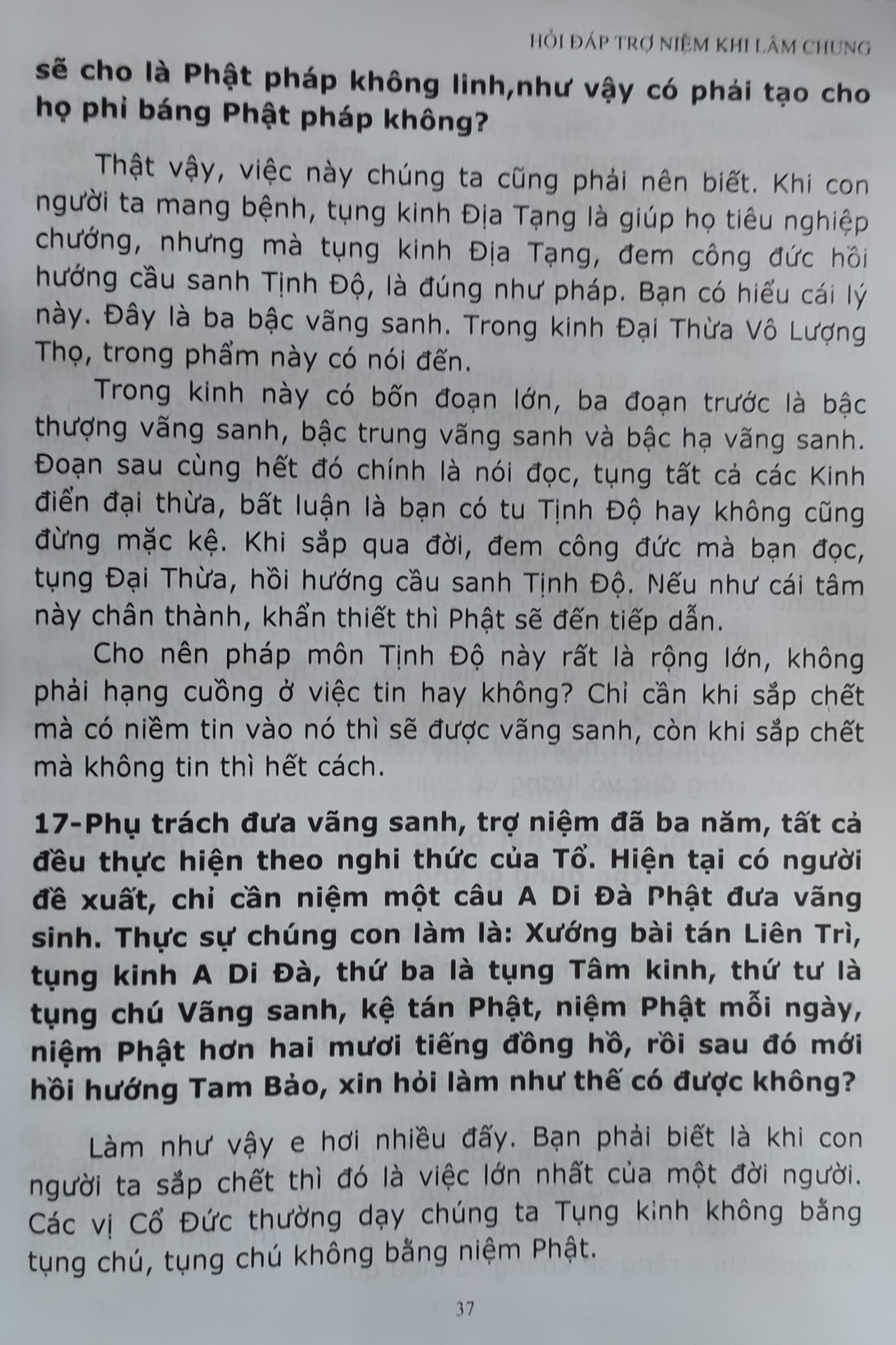 Hỏi đáp trợ niệm khi lâm chung
