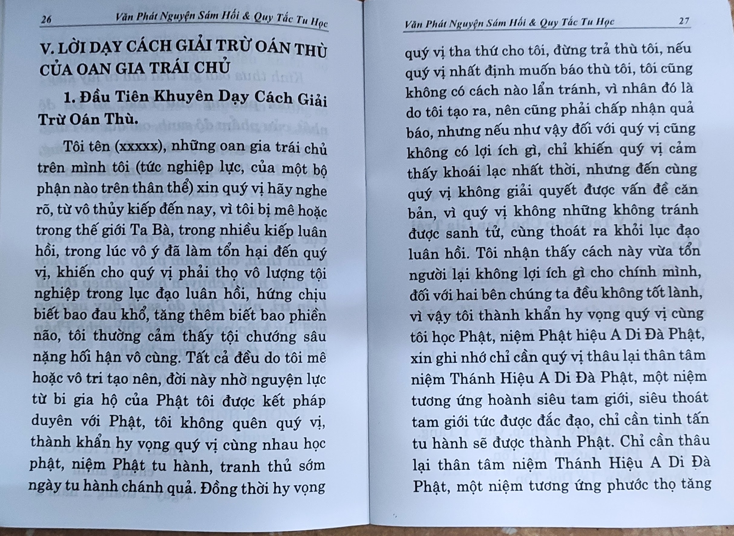 Văn phát nguyện sám hối và quy tắc tu học