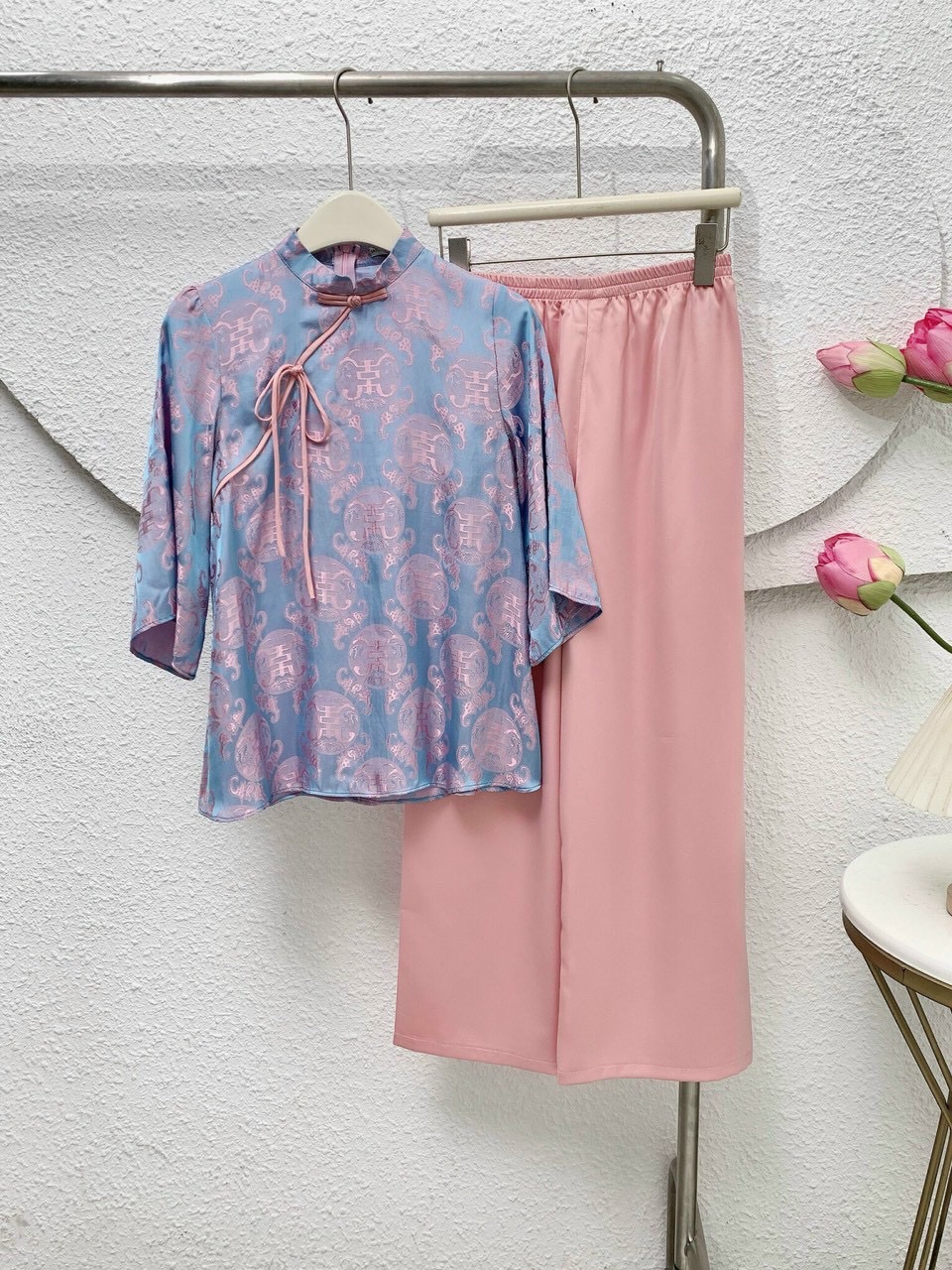 Bộ cổ tàu nơ Tằm chữ Thọ xinh sang