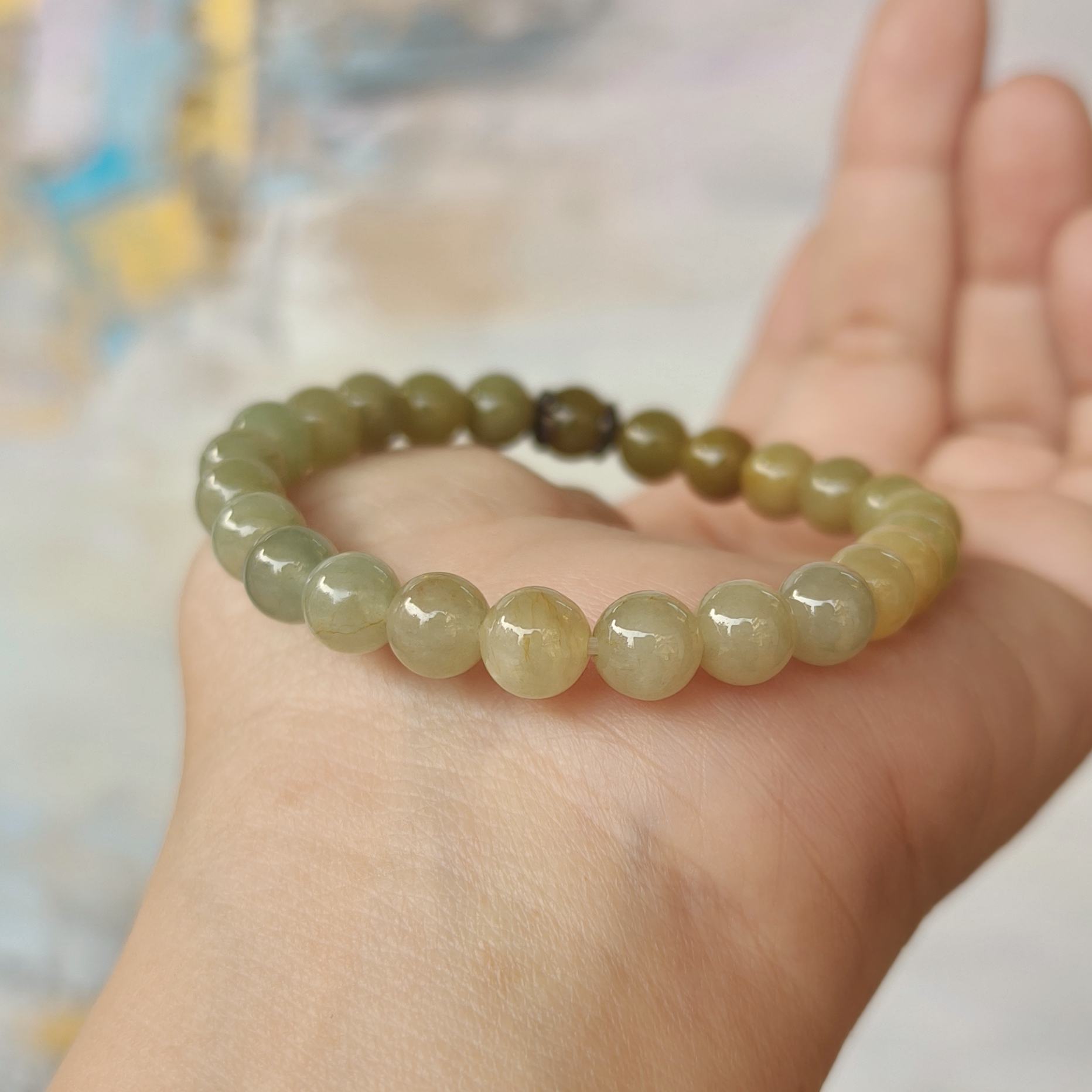 2205068 Vòng tay hộ mệnh ngọc cẩm thạch Miến Điện thiên nhiên CTjade