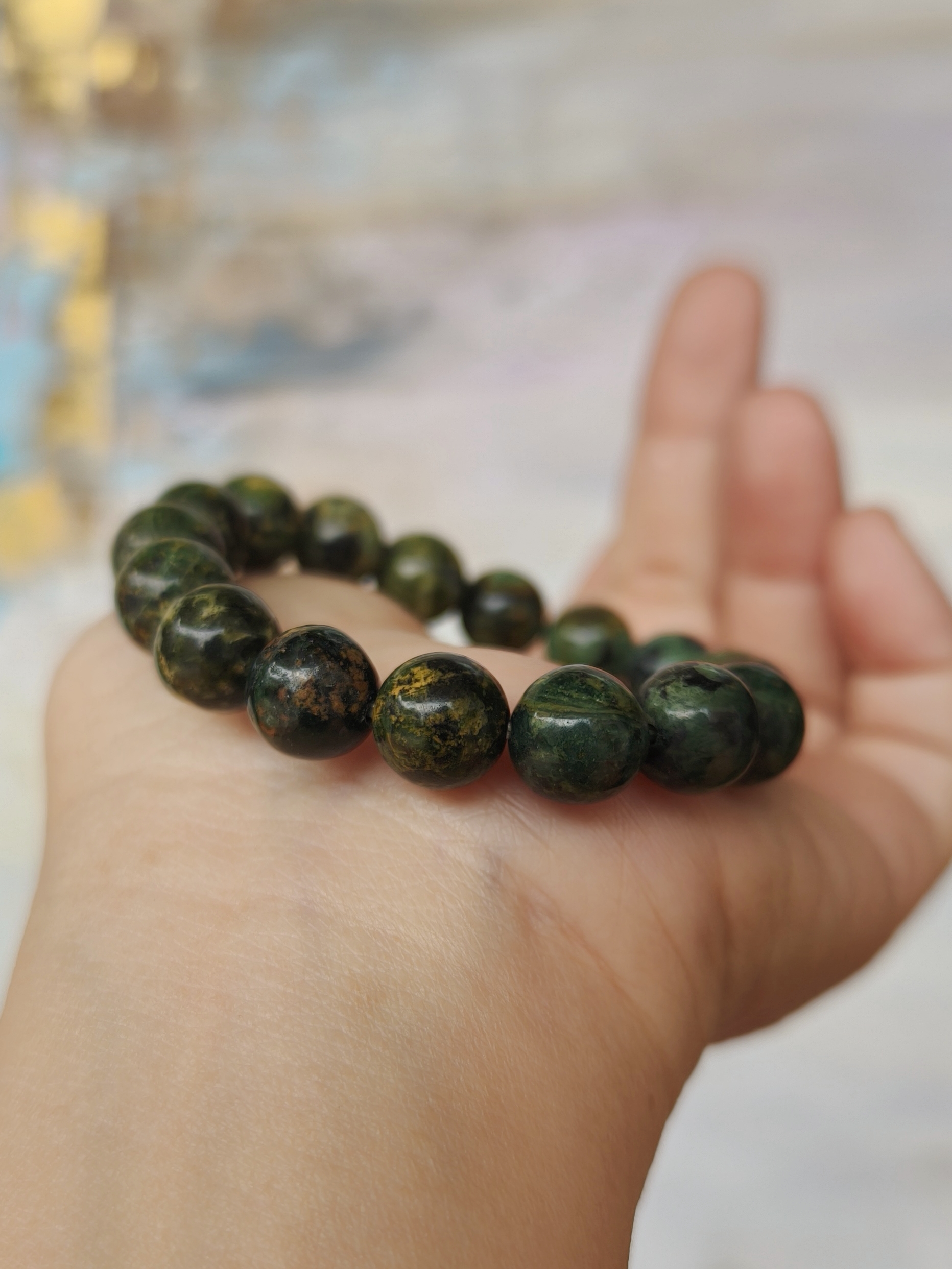 2504071 Chuỗi hạt cầu nguyện đá thiên nhiên giá xưởng thợ cho mệnh mộc, mệnh thủy, CTjade