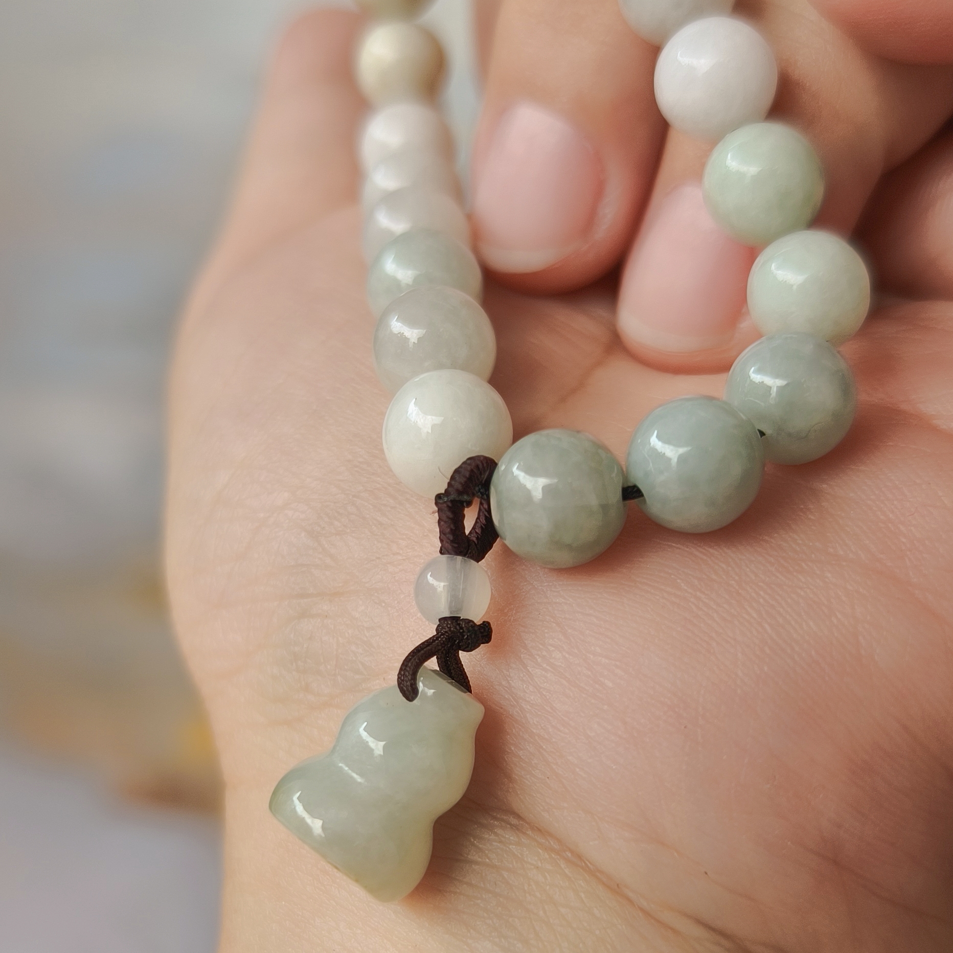 250408 Chuỗi hạt bình an đá cẩm thạch thiên nhiên CTjade 